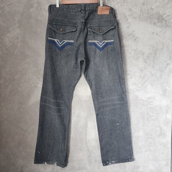 1688 Revolution Men's 34x30 Black Jeans with Embroidered Pockets Stylish Fit - Picture 5 of 12